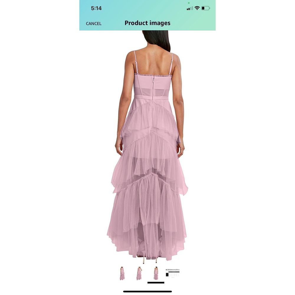 BCBGMAXAZRIA Women's Fit and Flare Tiered Ruffle Evening Gown 2 - Picture 2 of 8